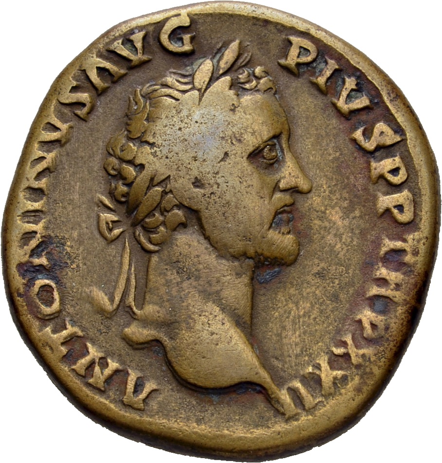 RIC III Antoninus Pius 1003A Antoninus Pius obverse, Head of Antoninus Pius, laureate, right