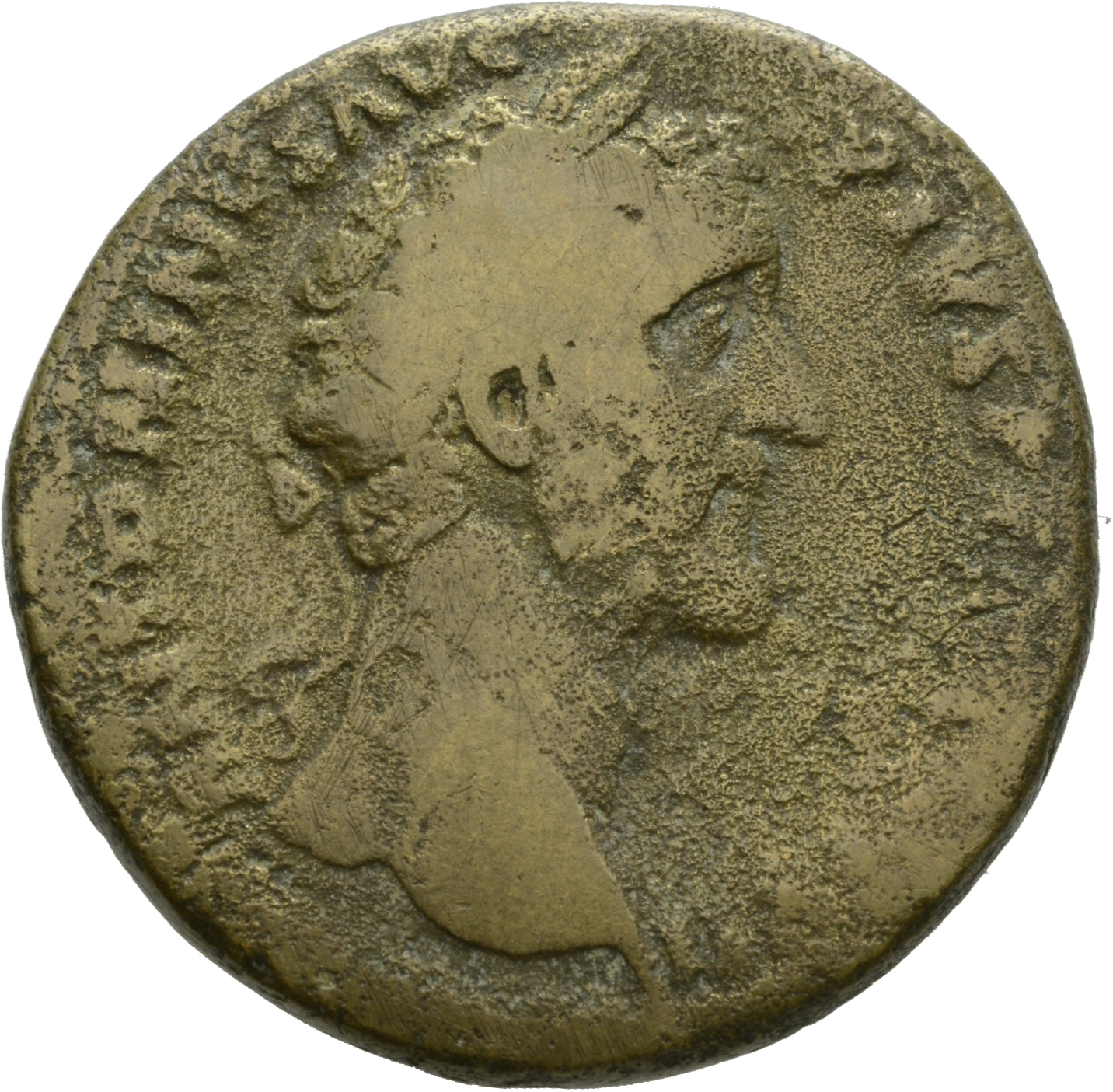 Antoninus Pius obverse — Head of Antoninus Pius, laureate, right
