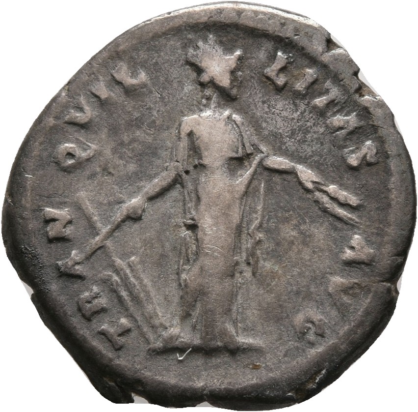 RIC III Antoninus Pius 100B Antoninus Pius reverse, Tranquilitas, sometimes towered, standing left, holding rudder in righ...