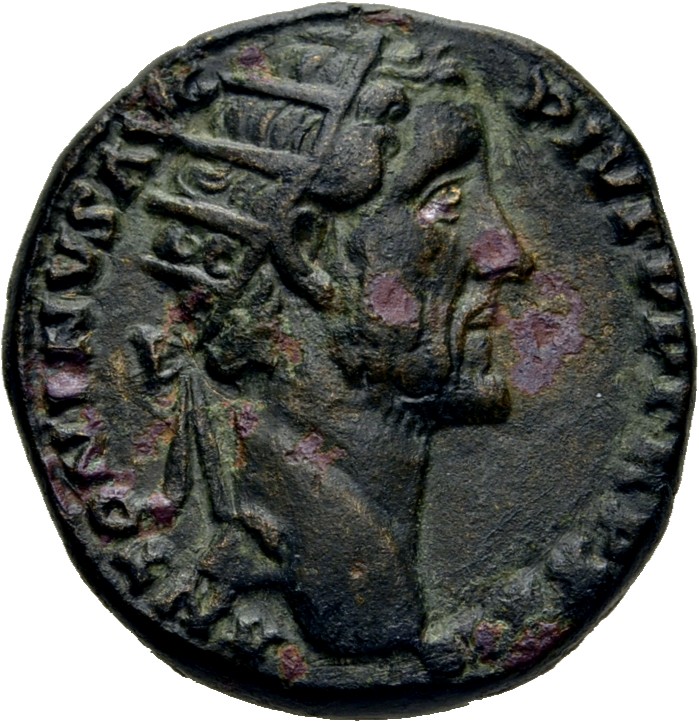 RIC III Antoninus Pius 1015 Antoninus Pius obverse, Head of Antoninus Pius, radiate, right