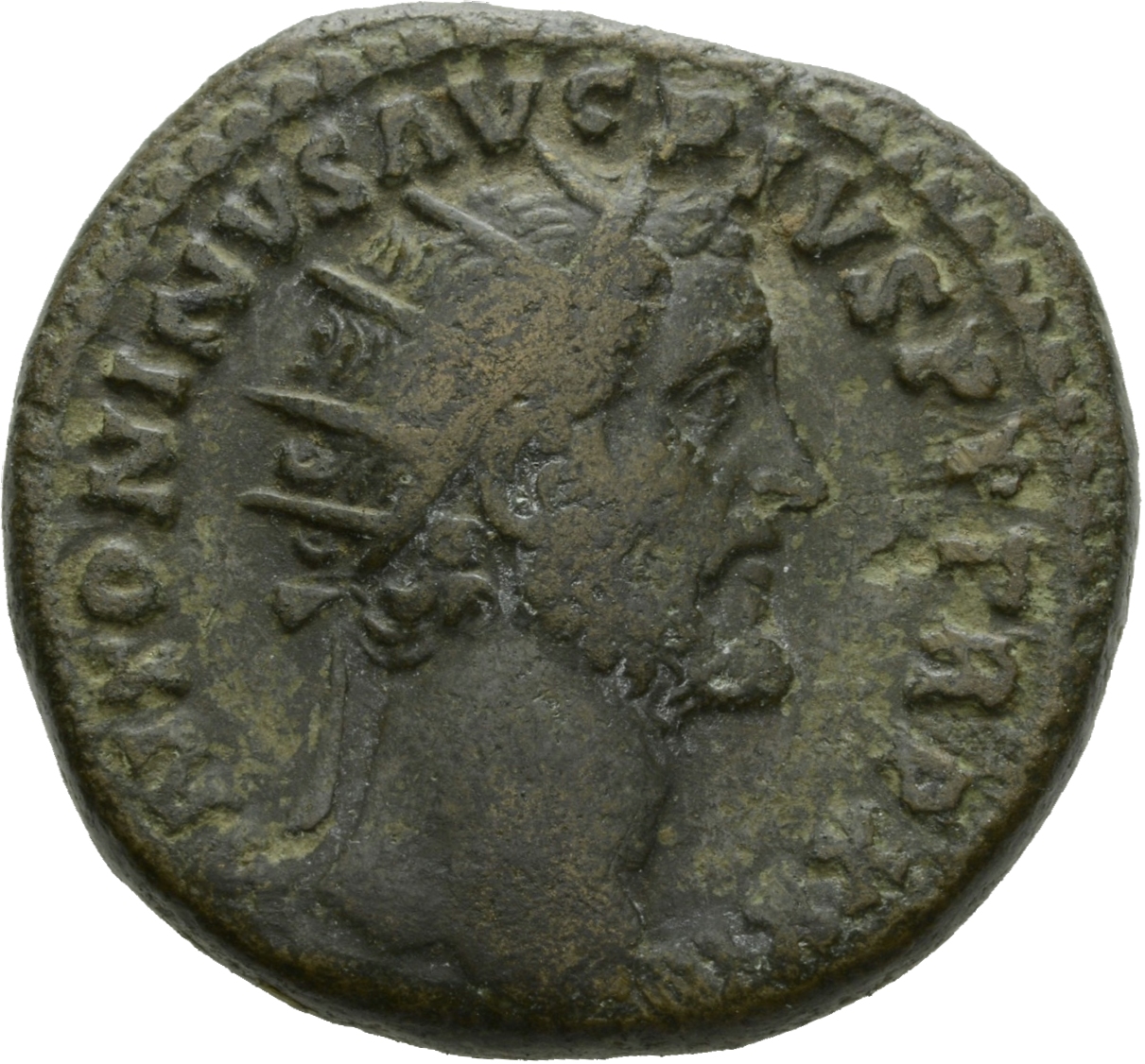 RIC III Antoninus Pius 1017 Antoninus Pius obverse, Head of Antoninus Pius, radiate, right