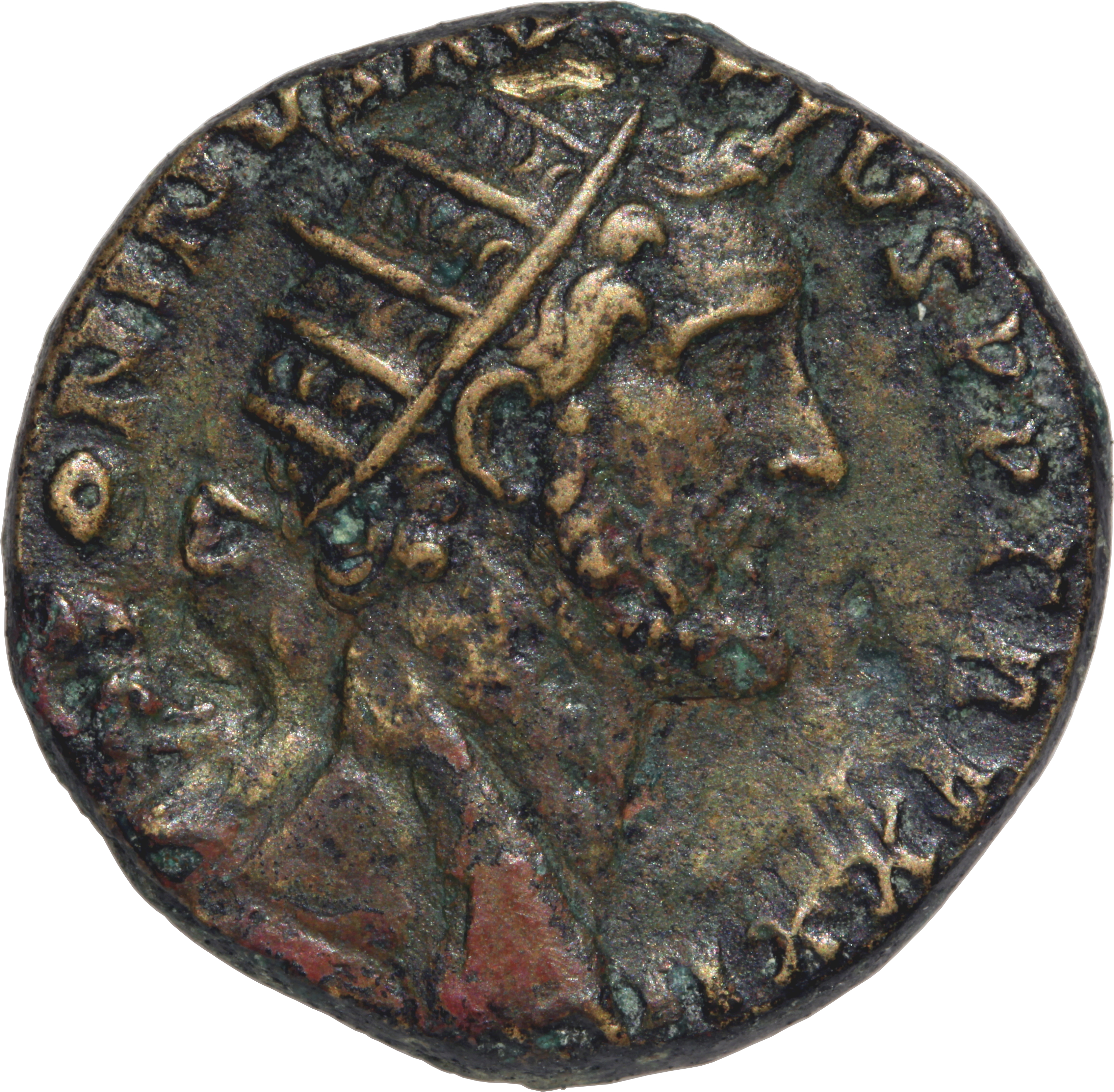 RIC III Antoninus Pius 1017 Antoninus Pius obverse — Head of Antoninus Pius, radiate, right