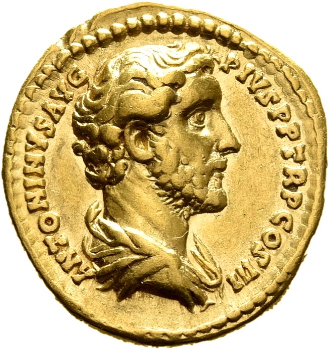 RIC III Antoninus Pius 101B Antoninus Pius obverse, Bust of Antoninus Pius, bare-headed, draped, sometimes cuirassed, right