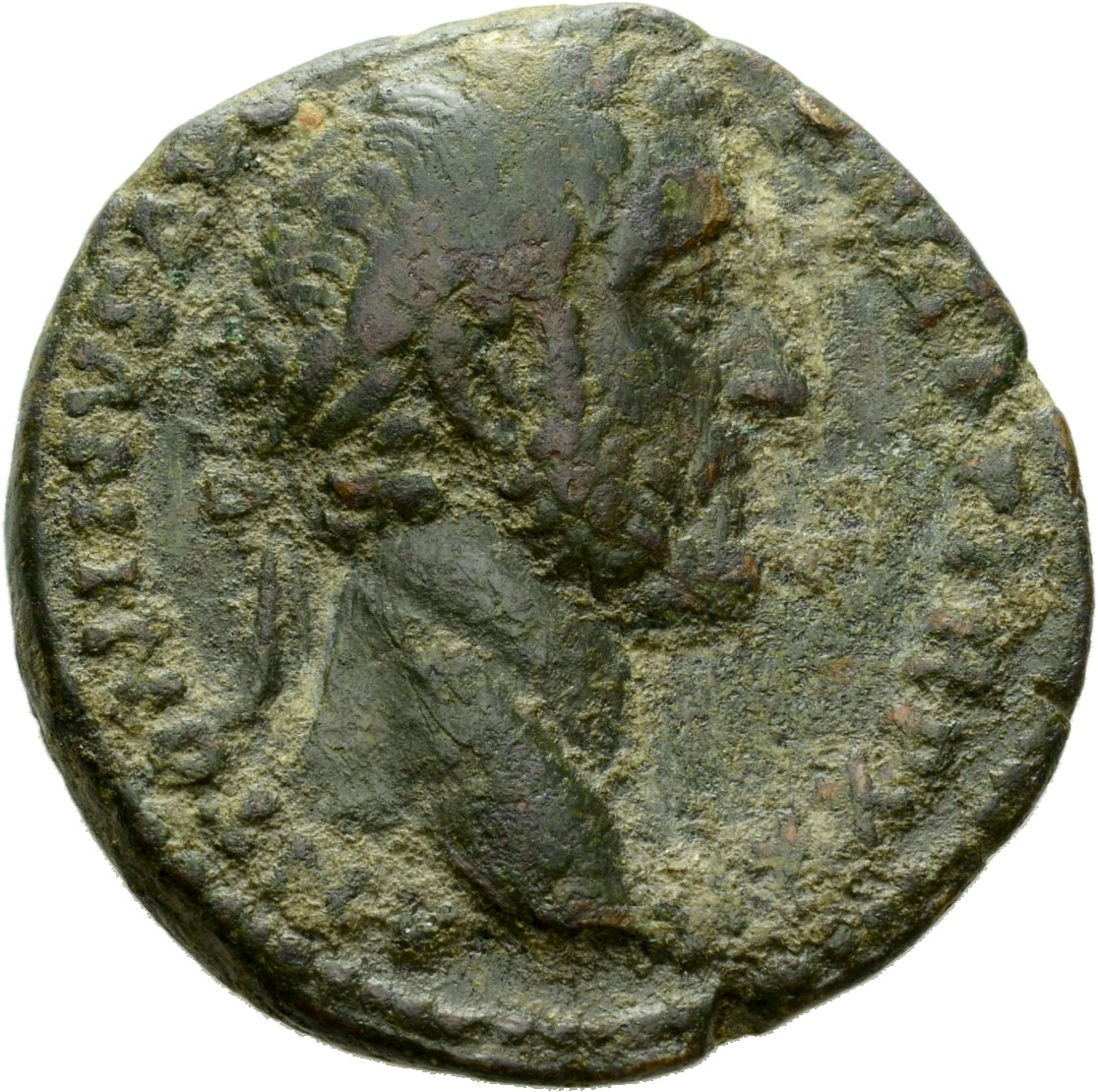 Antoninus Pius obverse — Head of Antoninus Pius, laureate, right