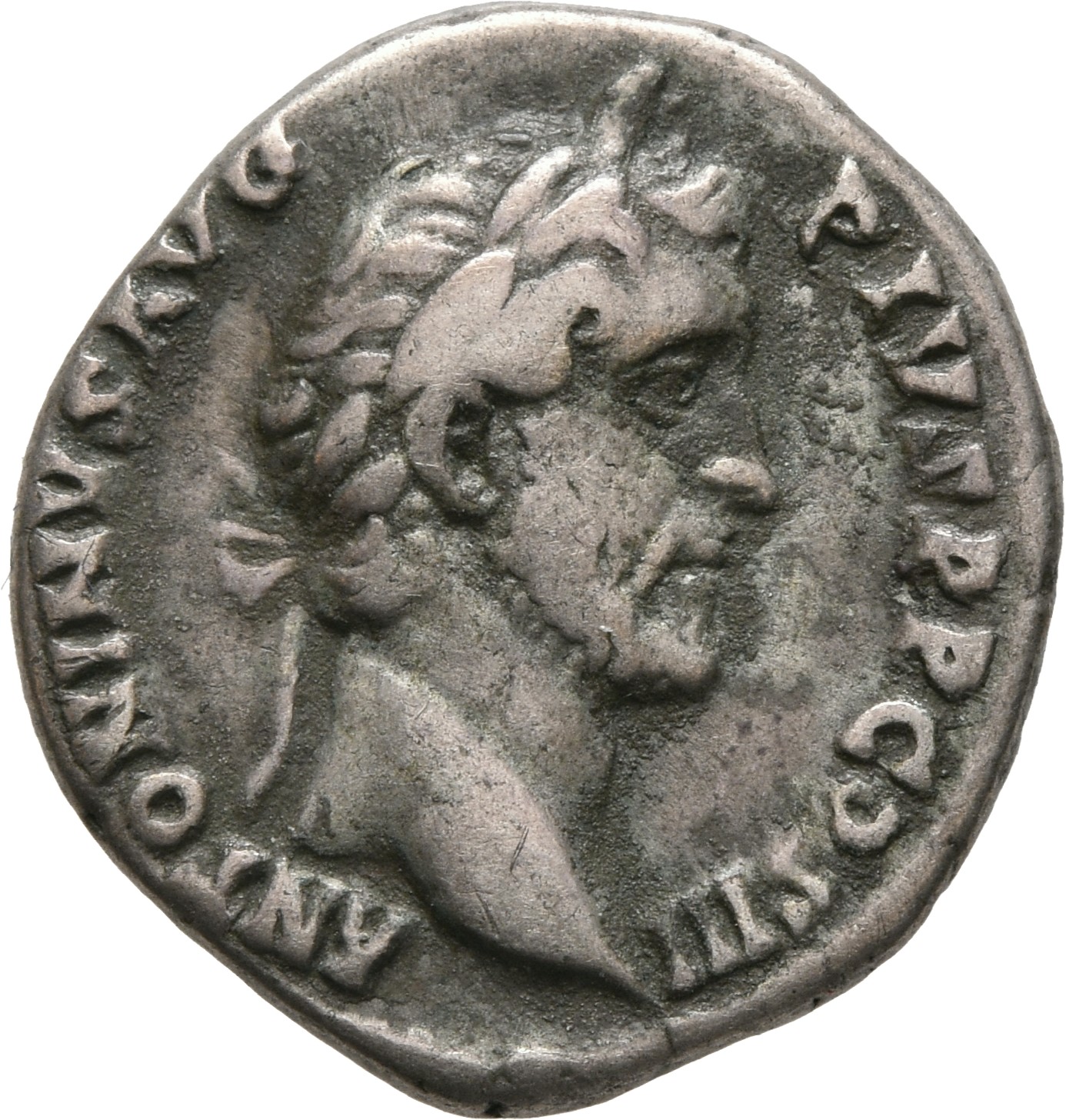 RIC III Antoninus Pius 102C Antoninus Pius obverse, Bust of Antoninus Pius, laureate, draped, right