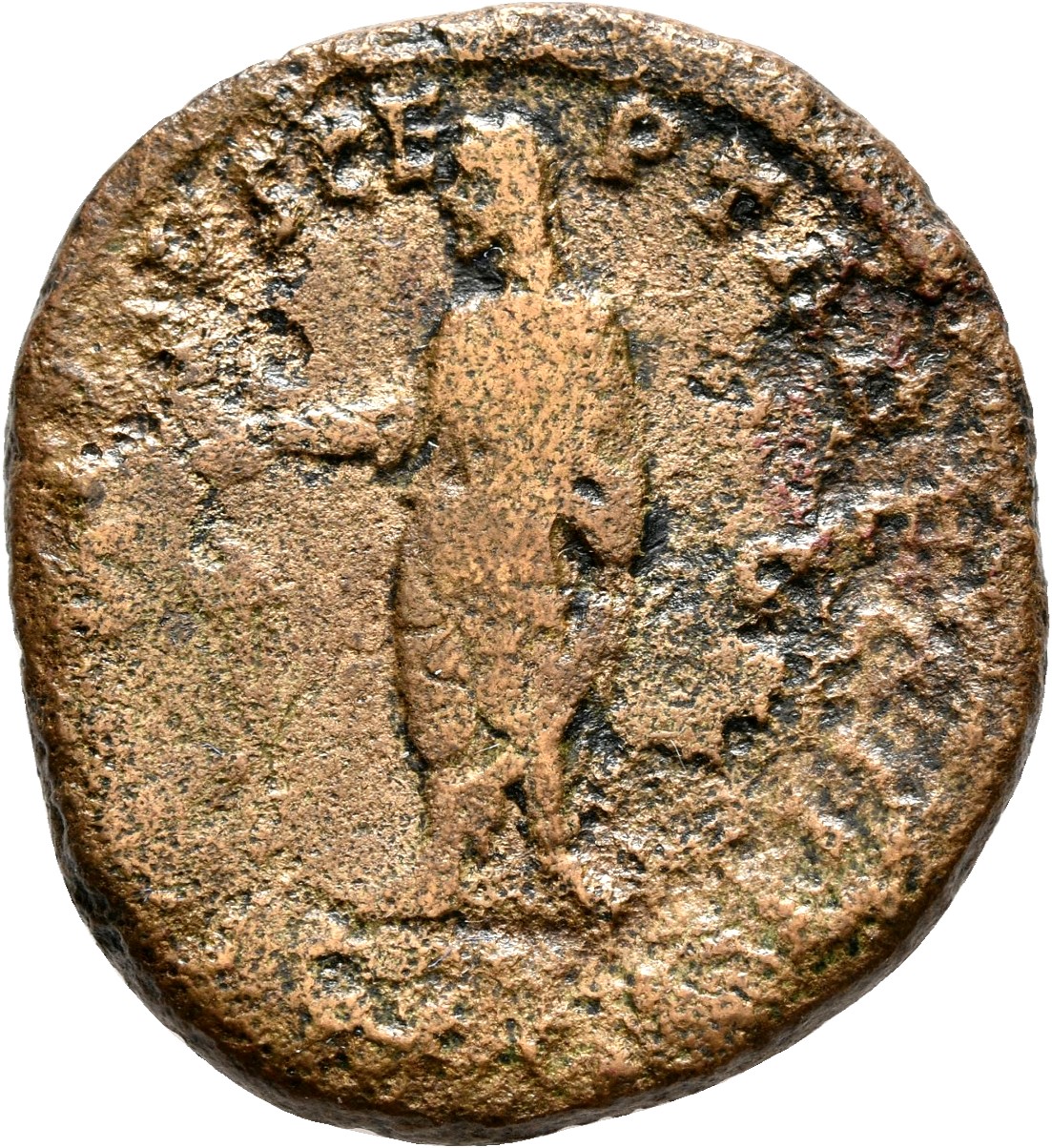 RIC III Antoninus Pius 1037 Antoninus Pius reverse, Antoninus Pius, standing left, sacrificing with patera over tripod, le...