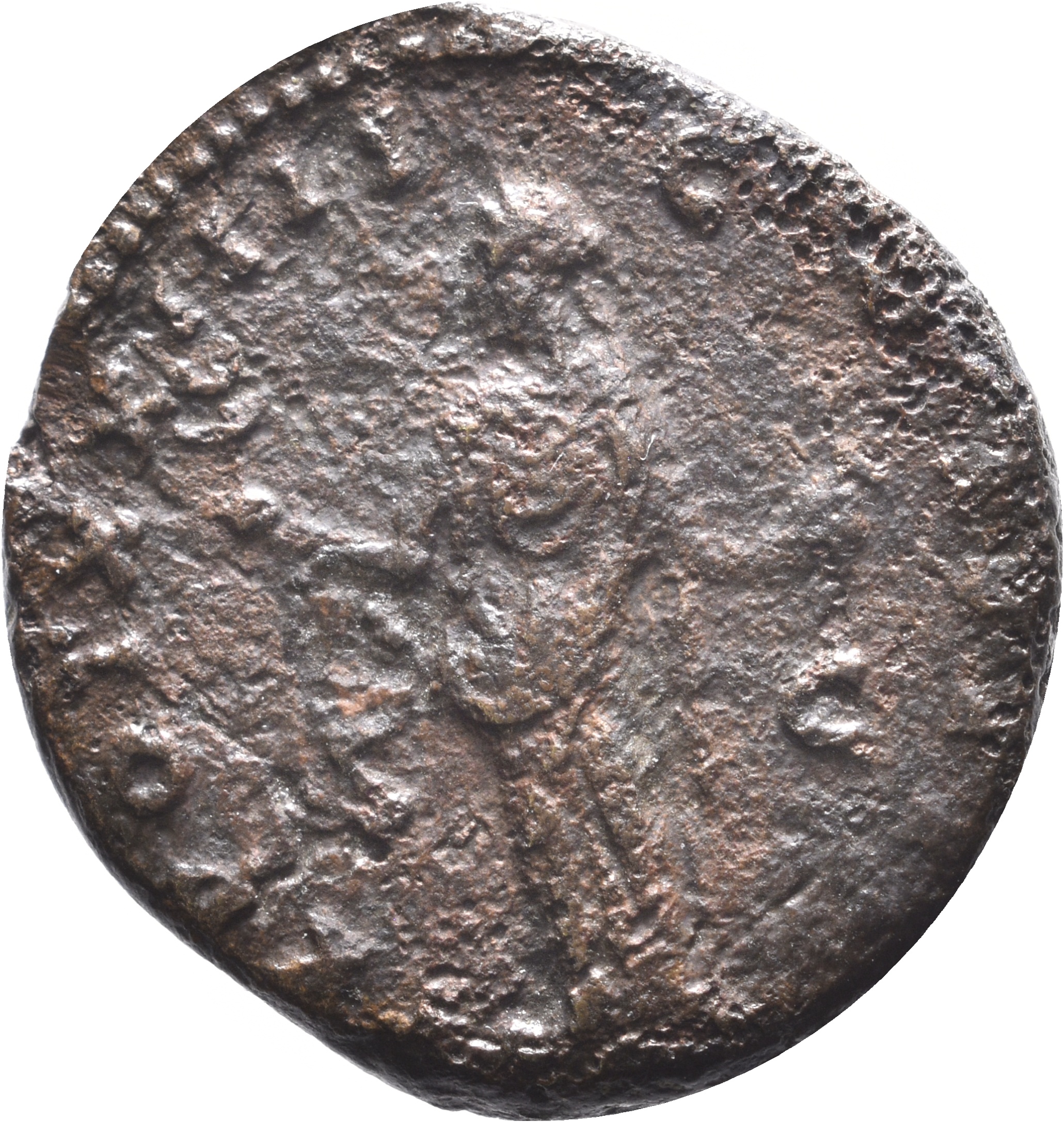 RIC III Antoninus Pius 1051 Antoninus Pius reverse, Aeternitas, draped, standing, front, head left, holding caduceus in ri...