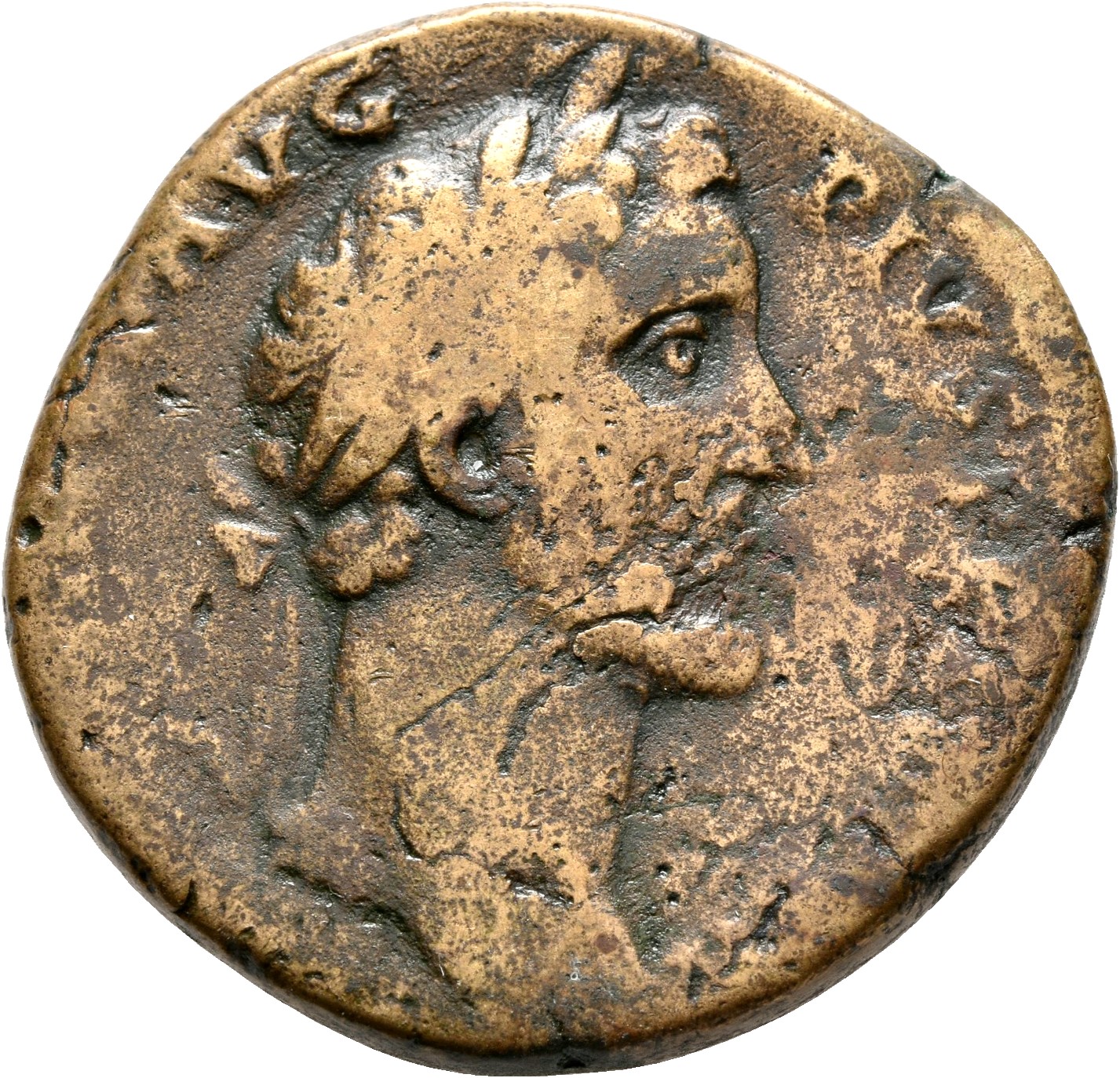 RIC III Antoninus Pius 1058 Antoninus Pius obverse, Head of Antoninus Pius, laureate, right