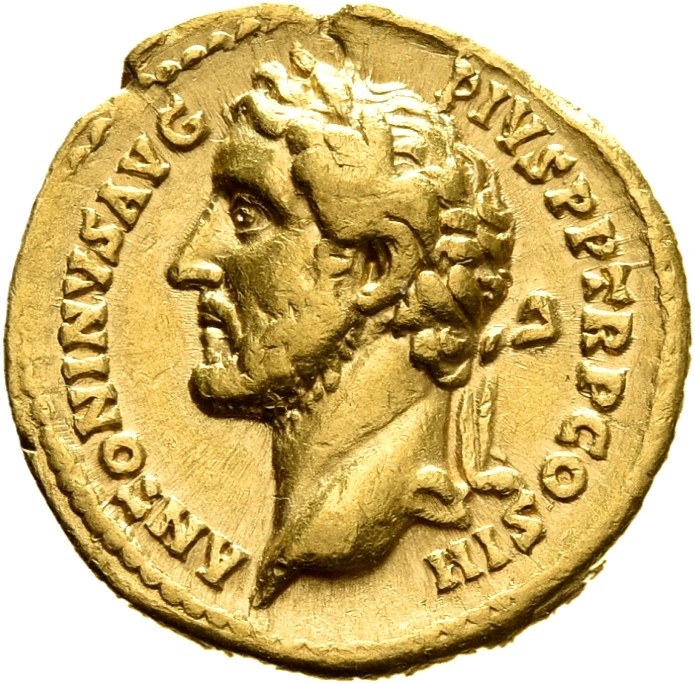 RIC III Antoninus Pius 105Ad Antoninus Pius obverse, Head of Antoninus Pius, laureate, left