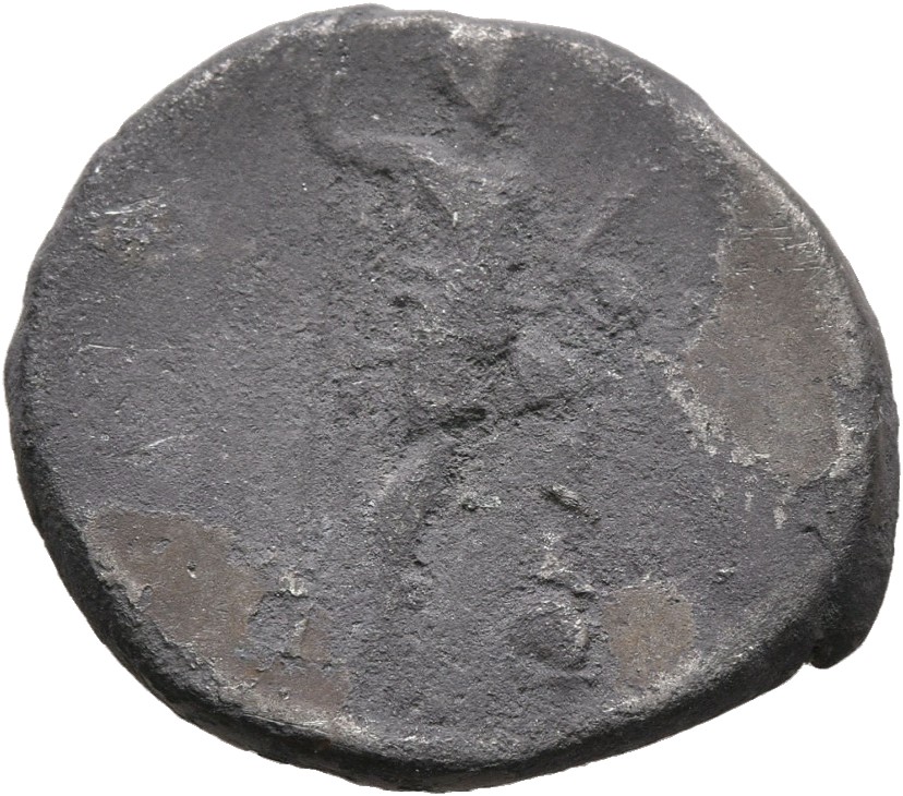 RIC III Antoninus Pius 105Cc Antoninus Pius reverse — Antoninus Pius, bareheaded,in military dress, standing right, left f...