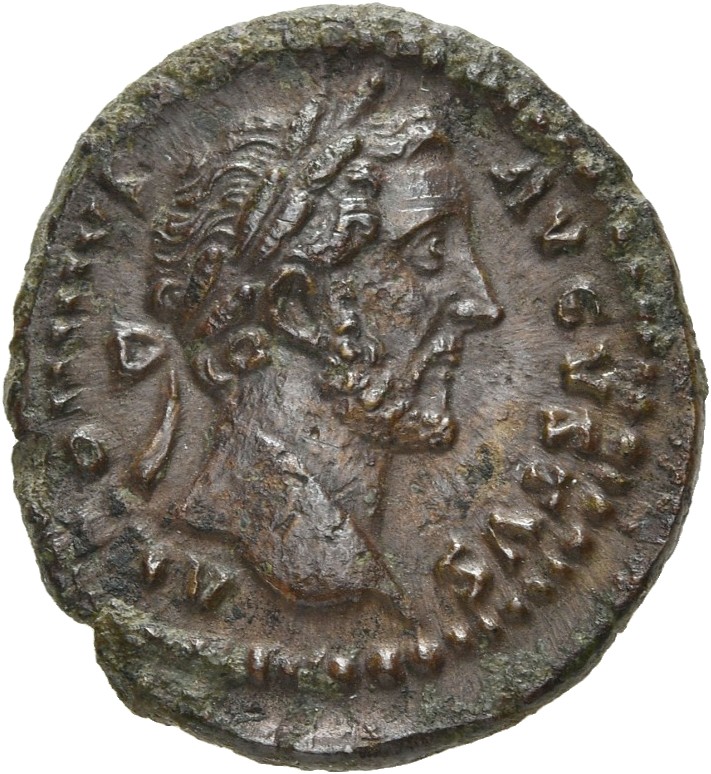 RIC III Antoninus Pius 1068B Antoninus Pius obverse, Head of Antoninus Pius, laureate, right