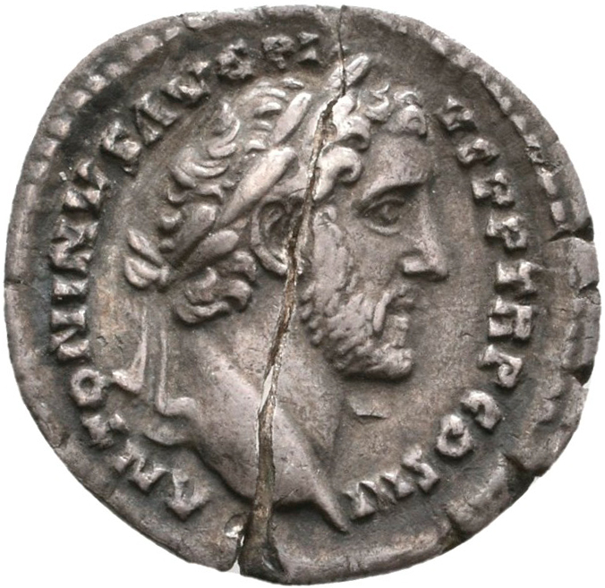 RIC III Antoninus Pius 107A Antoninus Pius obverse, Head of Antoninus Pius, laureate, right