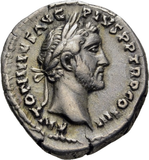 RIC III Antoninus Pius 107B Antoninus Pius obverse, Bust of Antoninus Pius, bare-headed, draped, sometimes cuirassed, right