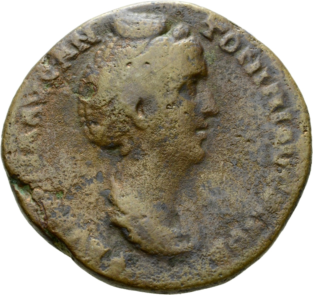 RIC III Antoninus Pius 1086 (as) Antoninus Pius obverse, Bust of Faustina the Elder, draped, right, hair elaborately waved...