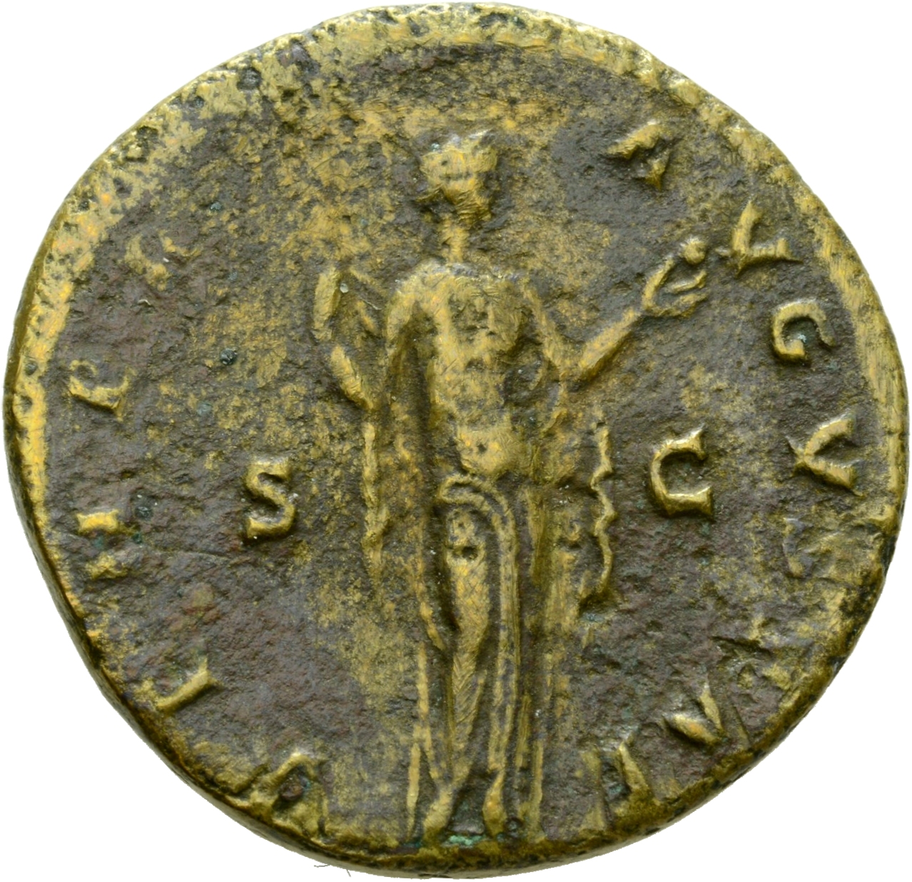 RIC III Antoninus Pius 1097 (dupondius) Antoninus Pius reverse, Venus, standing right, drawing up robe from right shoulder...