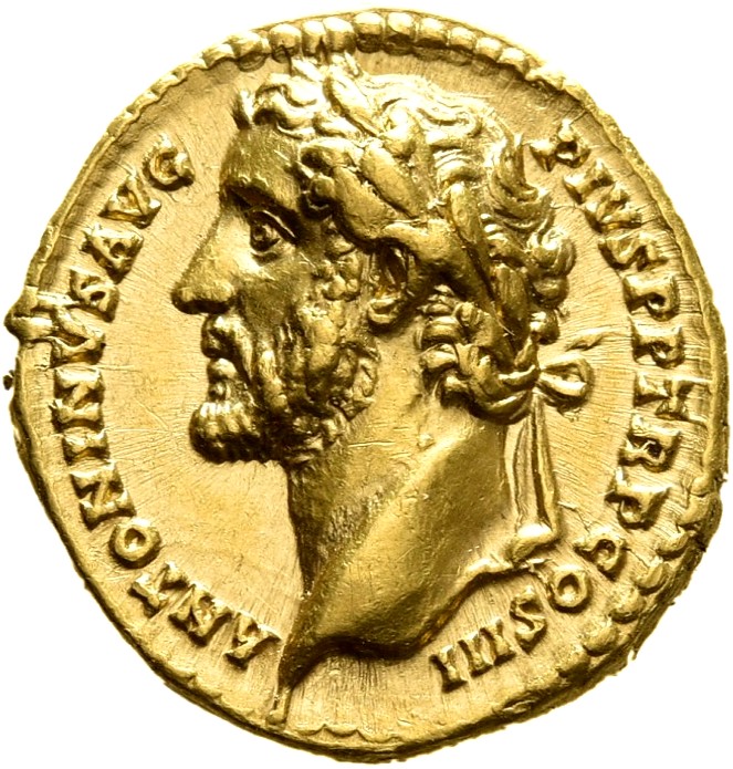 RIC III Antoninus Pius 109C Antoninus Pius obverse, Head of Antoninus Pius, laureate, left