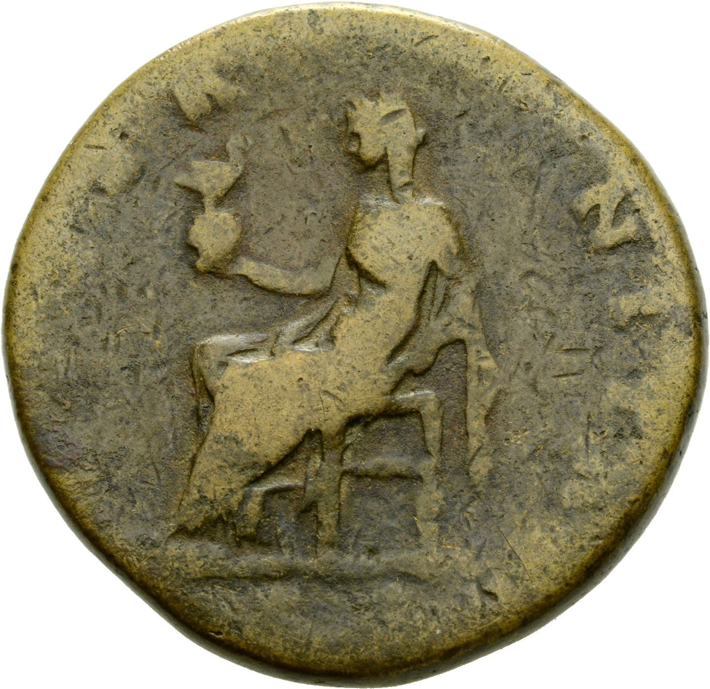 RIC III Antoninus Pius 1103Ab Antoninus Pius reverse, Aeternitas, draped, seated left on throne, holding phoenix on globe ...