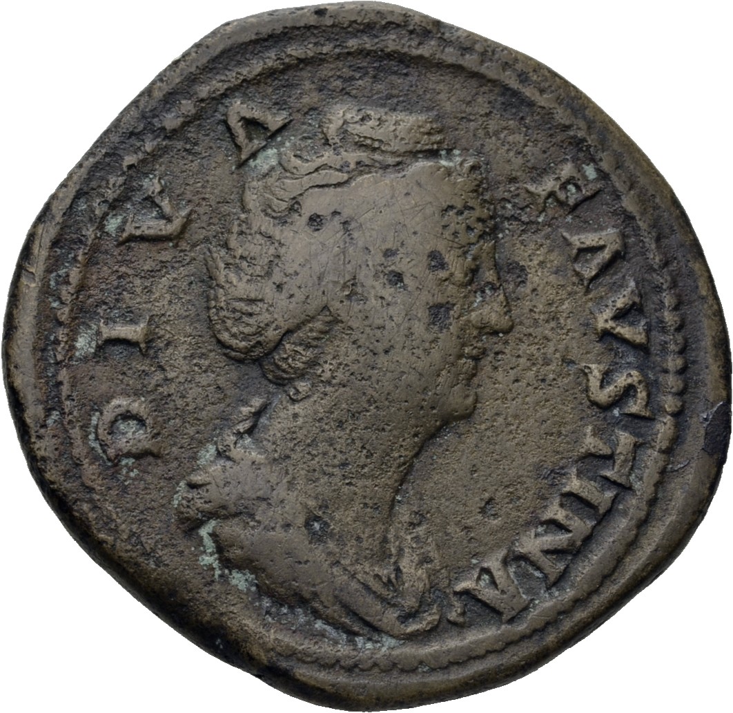 RIC III Antoninus Pius 1105a Antoninus Pius obverse, Bust of Faustina the Elder, draped, right, hair elaborately waved and...