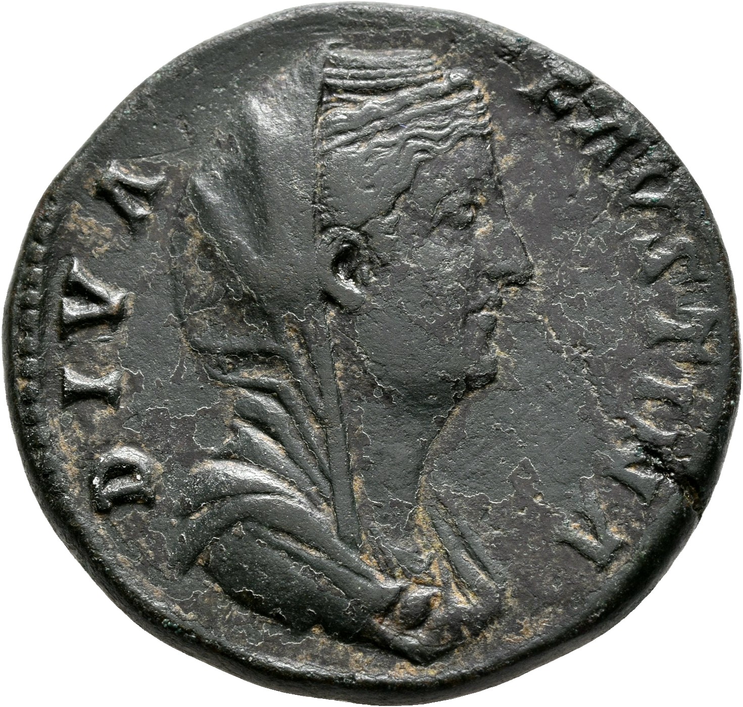 RIC III Antoninus Pius 1105b Antoninus Pius obverse, Bust of Faustina the Elder, veiled, right