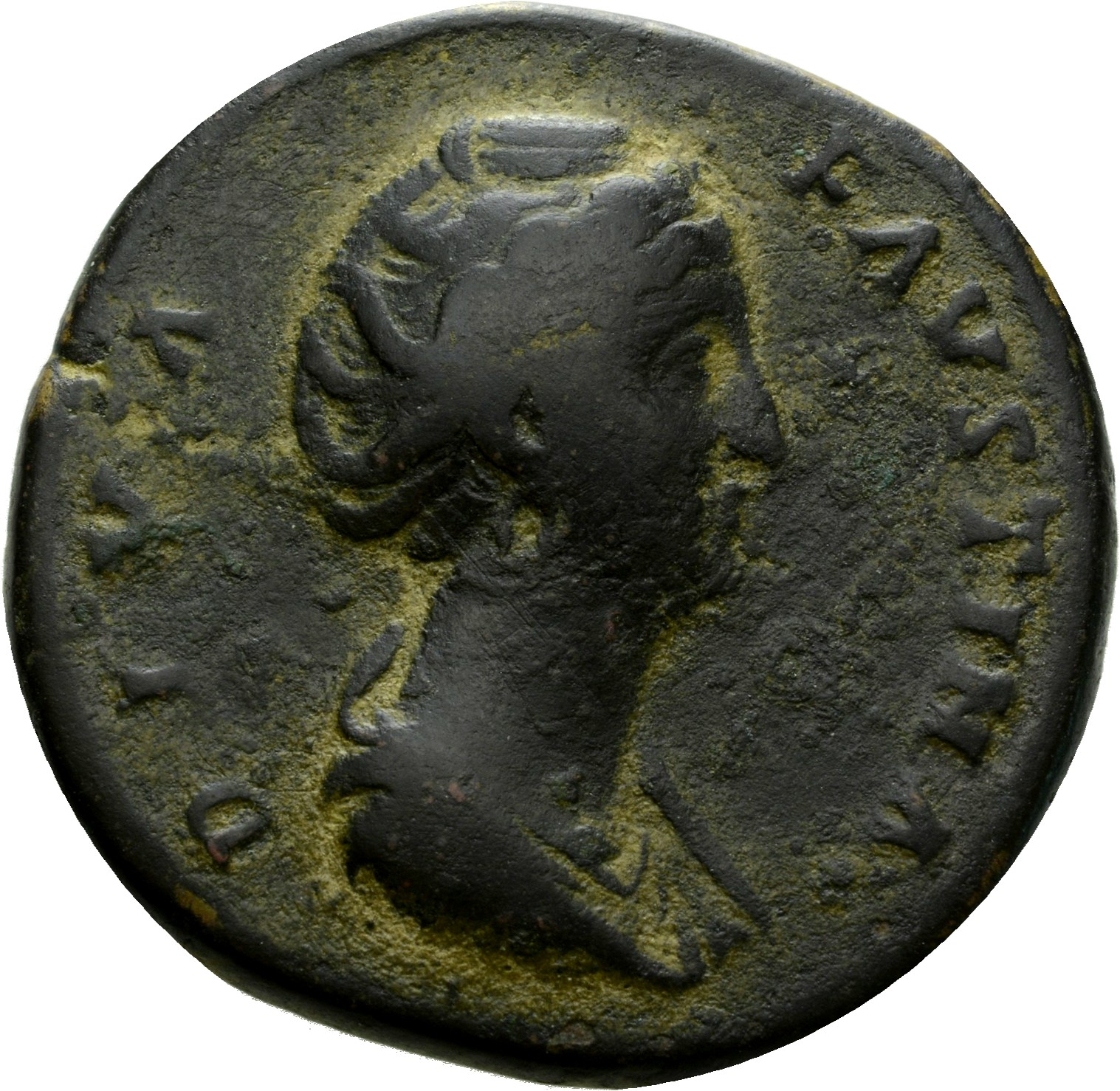 RIC III Antoninus Pius 1106 Antoninus Pius obverse, Bust of Faustina the Elder, draped, right, hair elaborately waved and ...