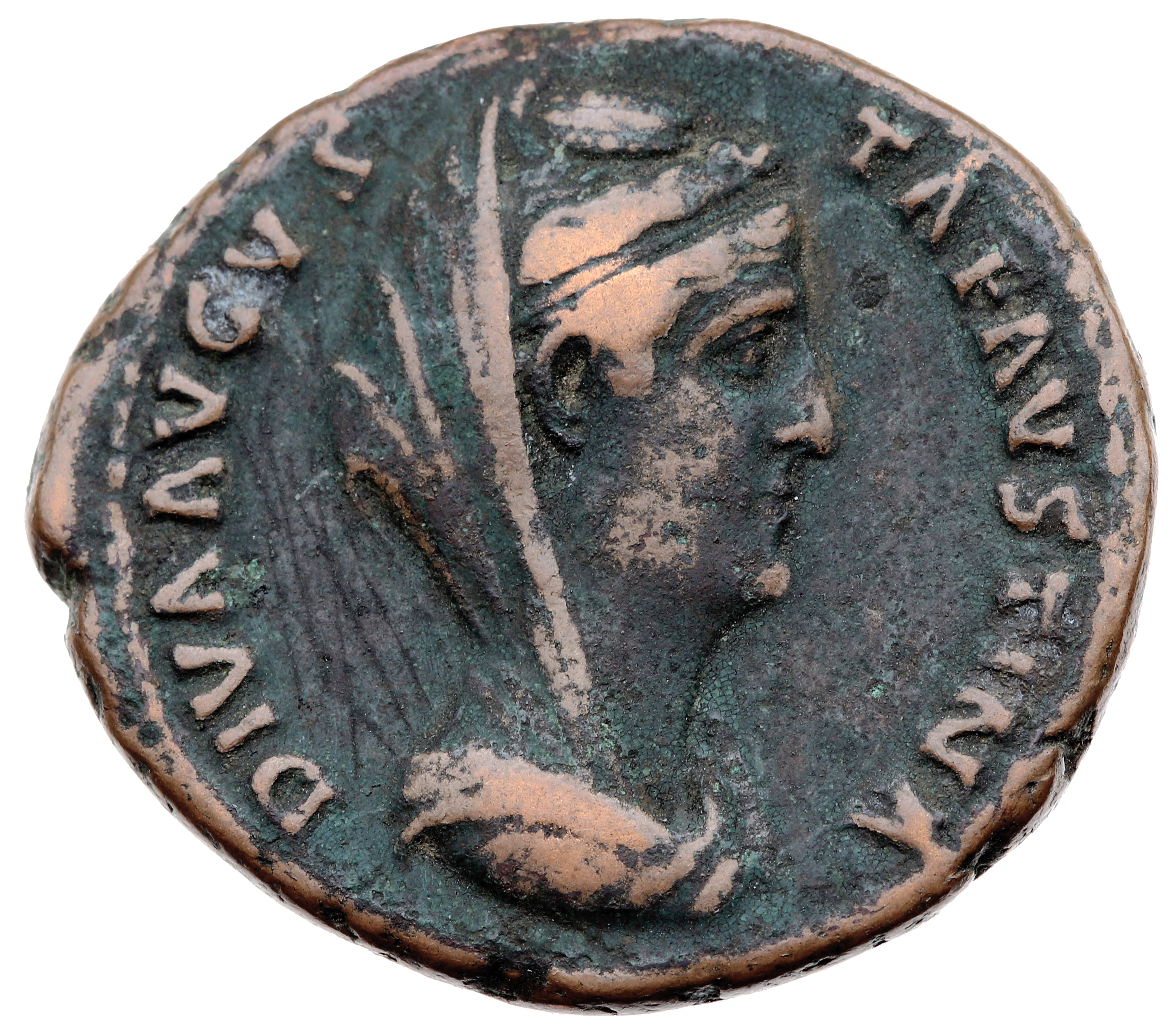 RIC III Antoninus Pius 1107c Antoninus Pius obverse, Bust of Faustina the Elder, veiled, right, with stephane