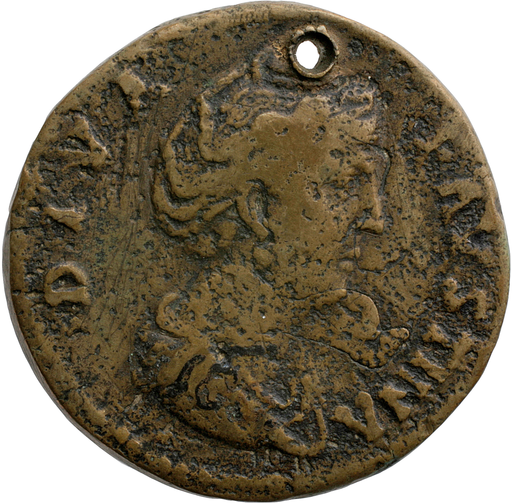 Antoninus Pius obverse — Bust of Faustina the Elder, draped, right, hair elaborately waved and coiled in bands across head and drawn up at back and piled in a round coil on top.