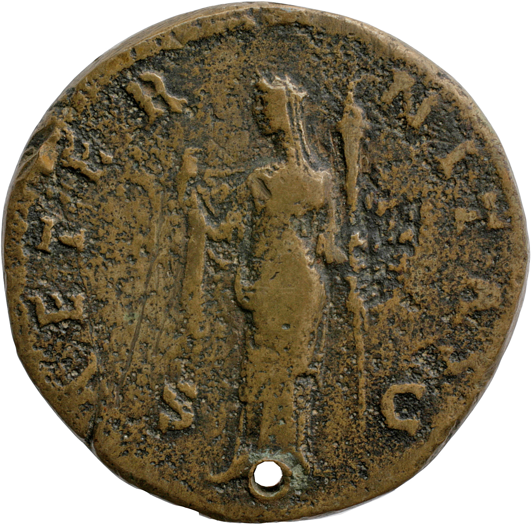 Antoninus Pius reverse — Woman, standing front, holding flower and sceptre