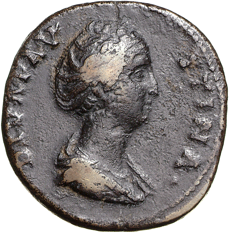 RIC III Antoninus Pius 1112 Antoninus Pius obverse, Bust of Faustina the Elder, draped, right, hair elaborately waved and ...