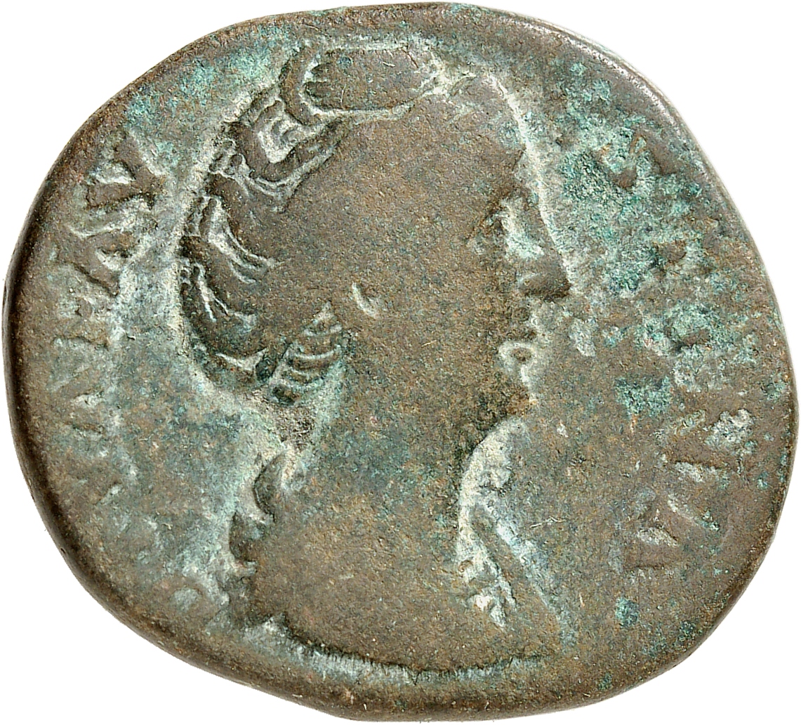 RIC III Antoninus Pius 1117 Antoninus Pius obverse, Bust of Faustina the Elder, draped, right, hair elaborately waved and ...