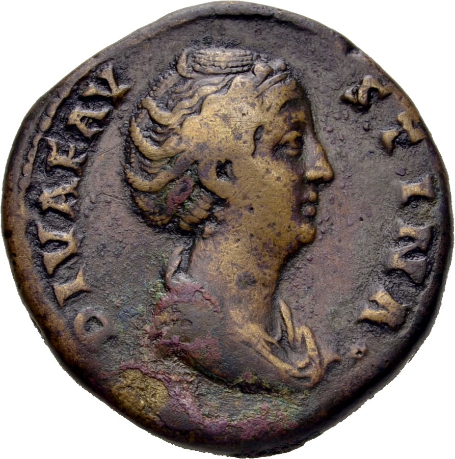 RIC III Antoninus Pius 1117 Antoninus Pius obverse, Bust of Faustina the Elder, draped, right, hair elaborately waved and ...