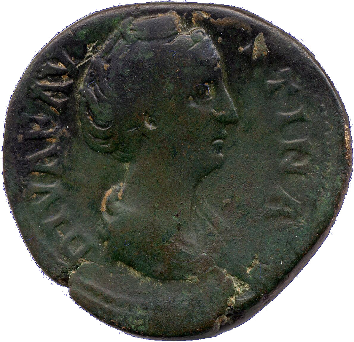 RIC III Antoninus Pius 1118 Antoninus Pius obverse, Bust of Faustina the Elder, draped, right, hair elaborately waved and ...