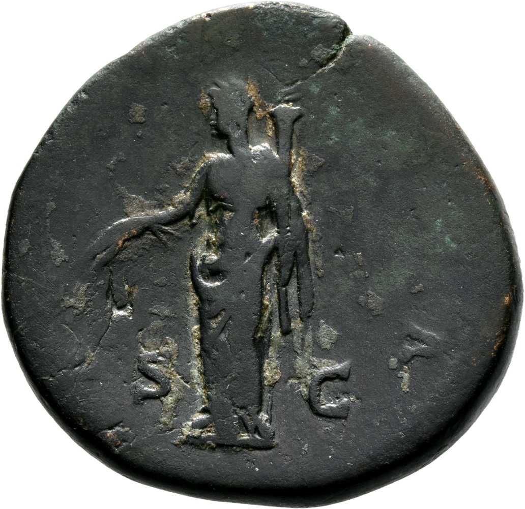 RIC III Antoninus Pius 1118 Antoninus Pius reverse, Ceres, standing left, holding short torch and corn-ears
