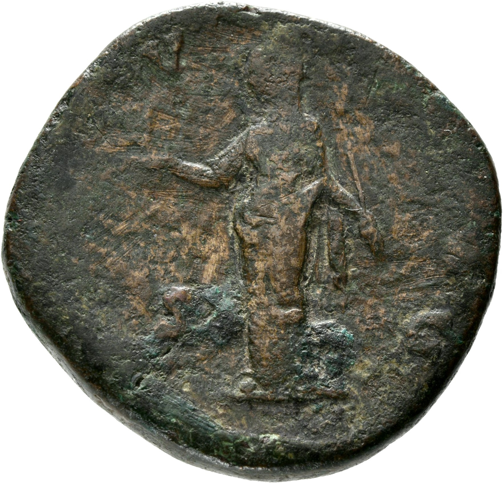 RIC III Antoninus Pius 1124 Antoninus Pius reverse, Vesta, standing left, holding palladium and sceptre