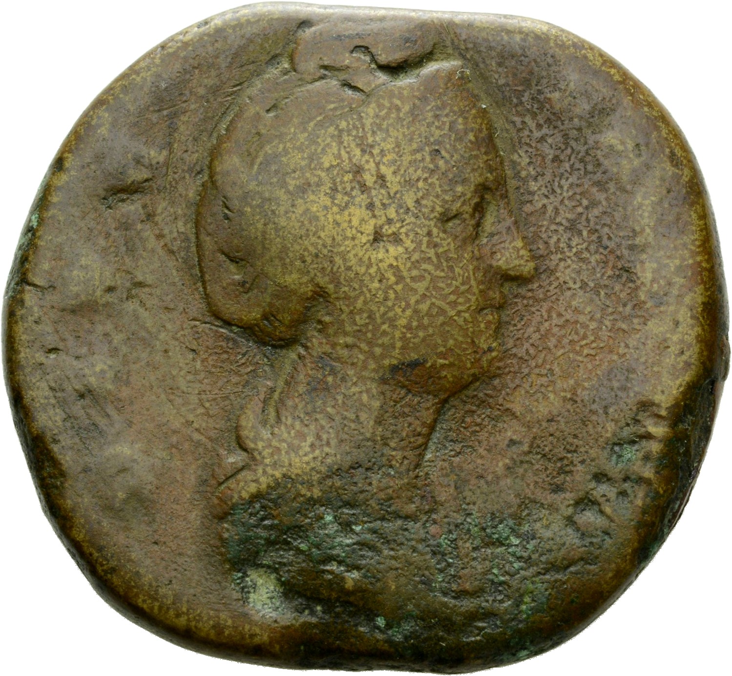 RIC III Antoninus Pius 1124 Antoninus Pius obverse, Bust of Faustina the Elder, draped, right, hair elaborately waved and ...