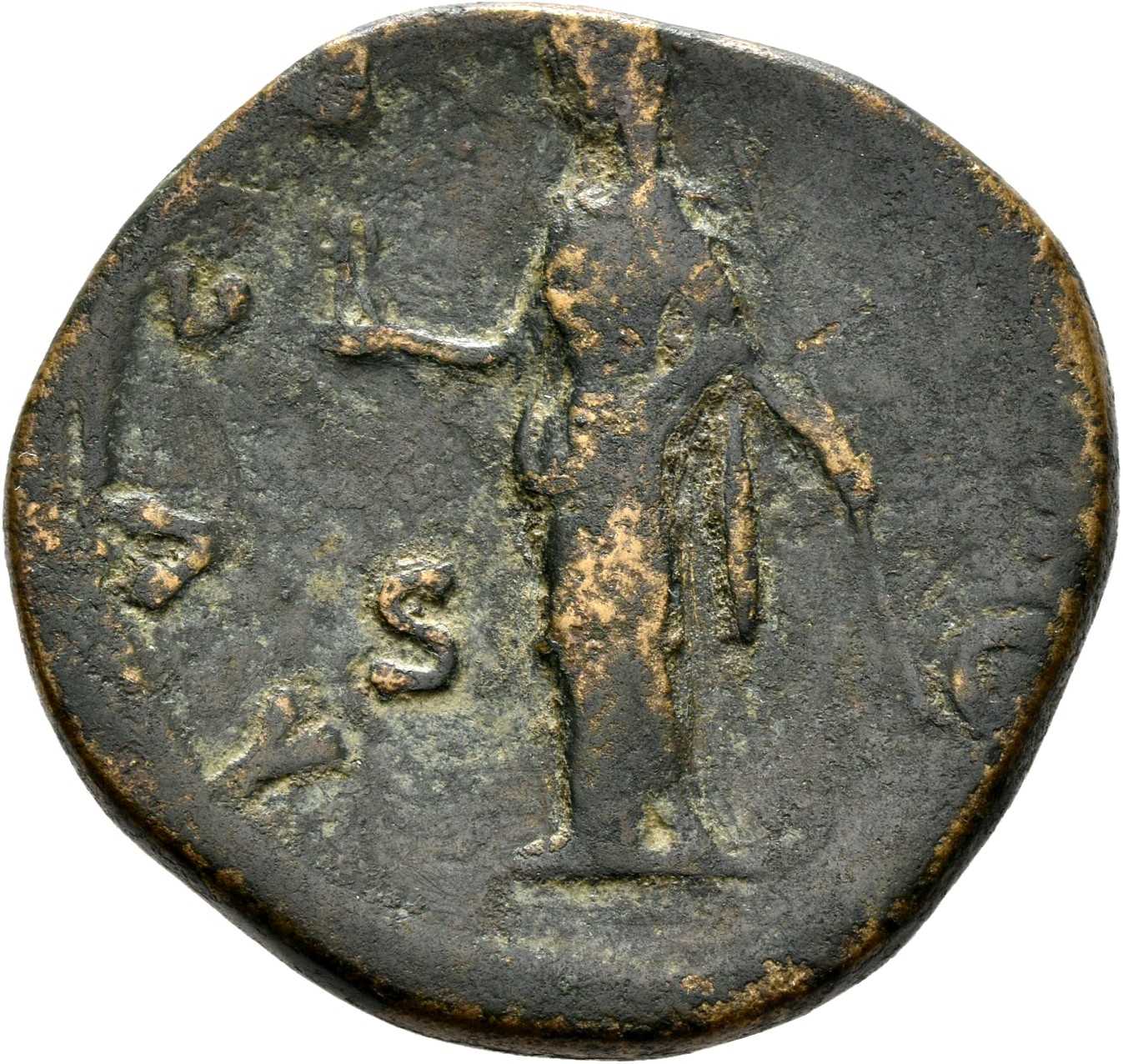 RIC III Antoninus Pius 1124 Antoninus Pius reverse, Vesta, standing left, holding palladium and sceptre