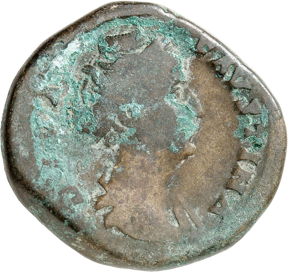 RIC III Antoninus Pius 1125 Antoninus Pius obverse, Bust of Faustina the Elder, draped, right, hair elaborately waved and ...