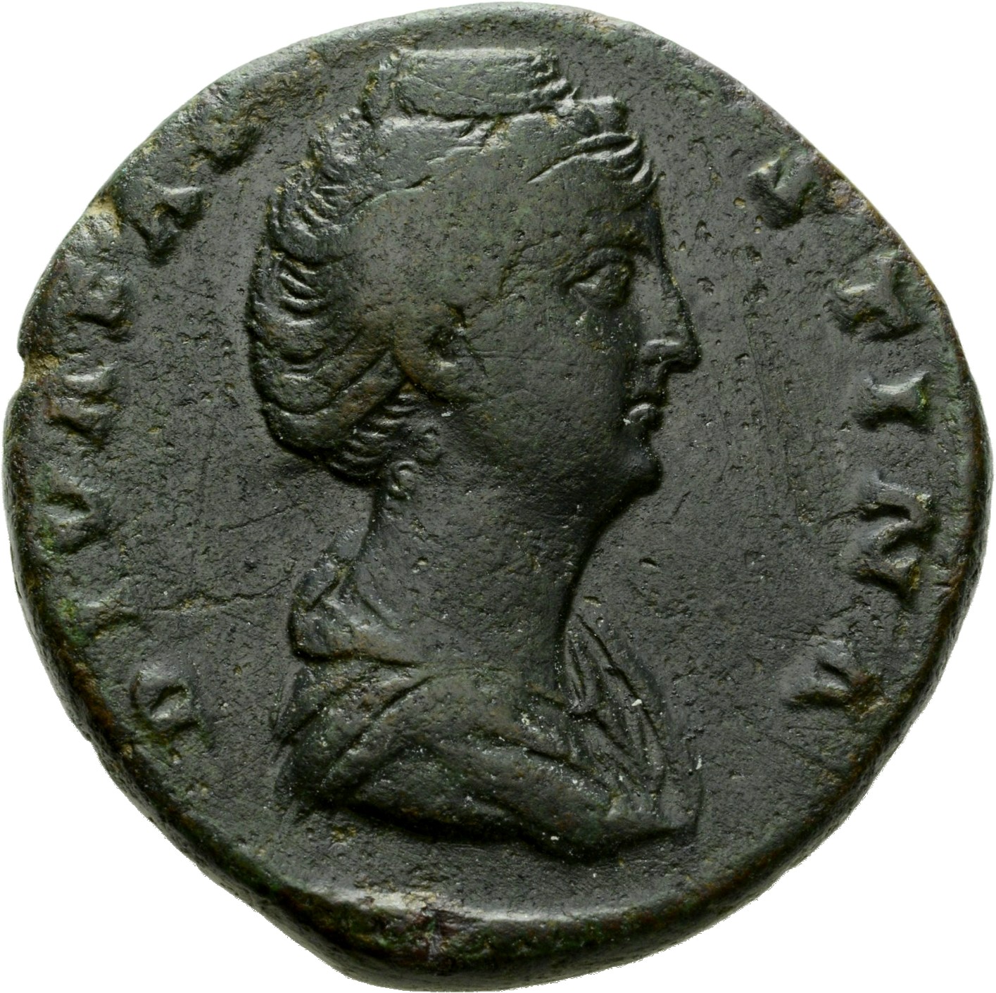 RIC III Antoninus Pius 1126 Antoninus Pius obverse, Bust of Faustina the Elder, draped, right, hair elaborately waved and ...
