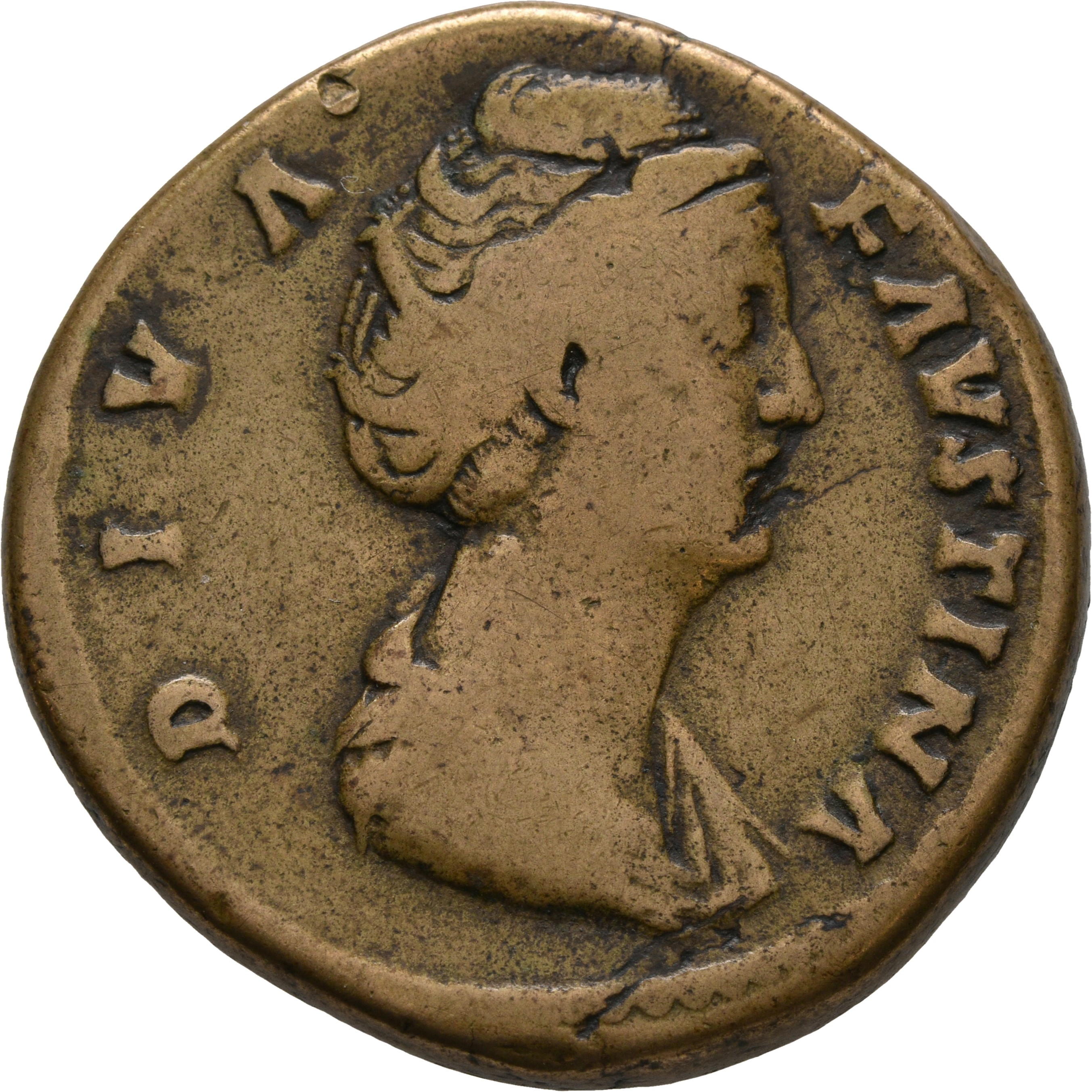 RIC III Antoninus Pius 1128a Antoninus Pius obverse, Bust of Faustina the Elder, draped, right, hair elaborately waved and...