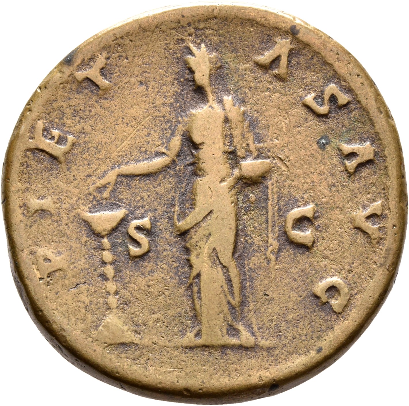 RIC III Antoninus Pius 1146Aa Antoninus Pius reverse, Pietas, veiled, draped, standing, left, dropping incense out of righ...