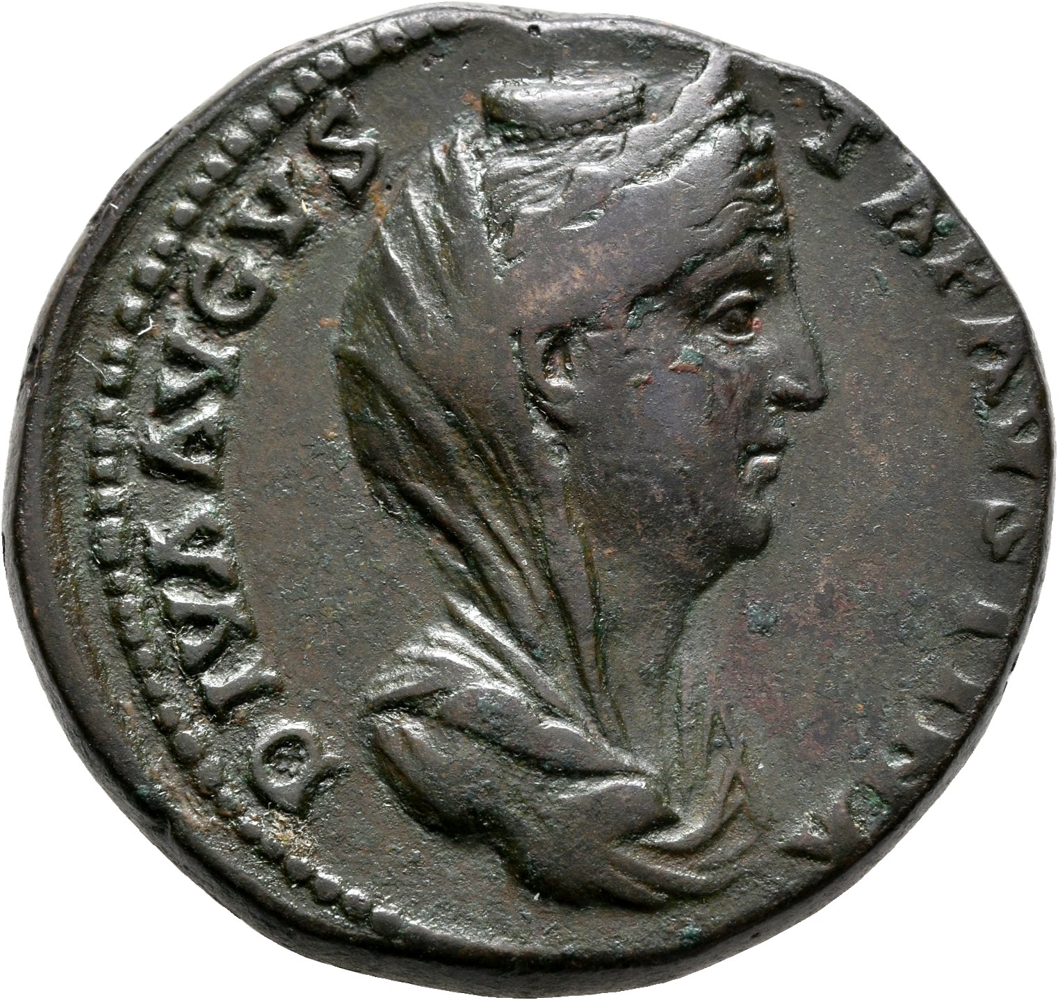 RIC III Antoninus Pius 1146Ab Antoninus Pius obverse, Bust of Faustina the Elder, veiled, right