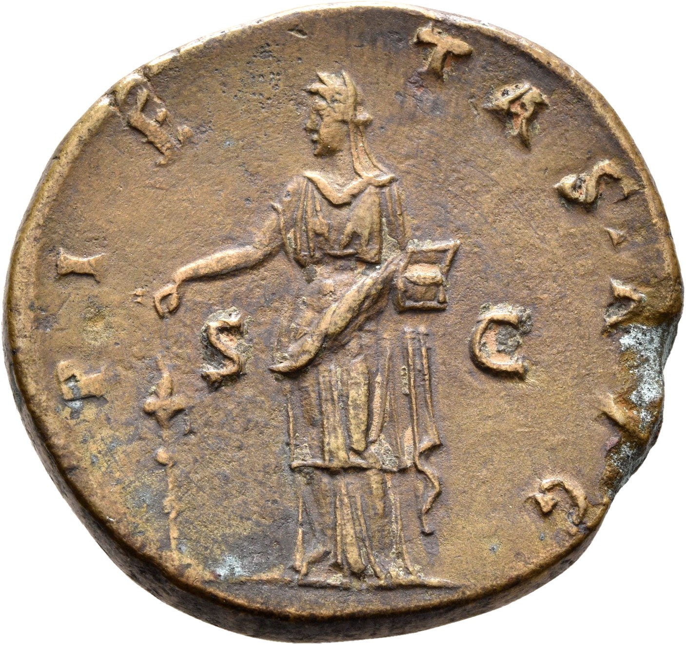 RIC III Antoninus Pius 1146Ab Antoninus Pius reverse, Pietas, veiled, draped, standing, left, dropping incense out of righ...