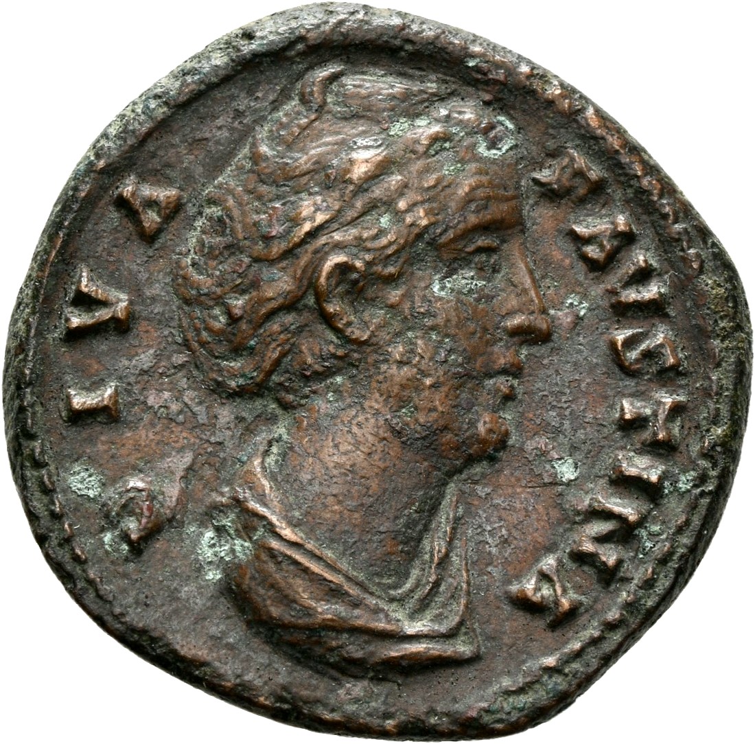 RIC III Antoninus Pius 1155 (dupondius) Antoninus Pius obverse, Bust of Faustina the Elder, draped, right, hair elaboratel...