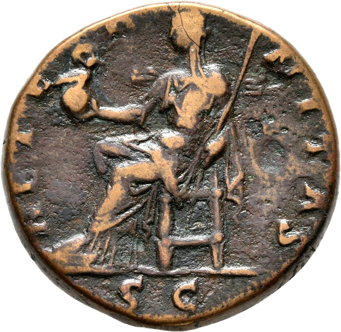 RIC III Antoninus Pius 1156b (as) Antoninus Pius reverse, Aeternitas, seated left, holding phoenix on globe and sceptre