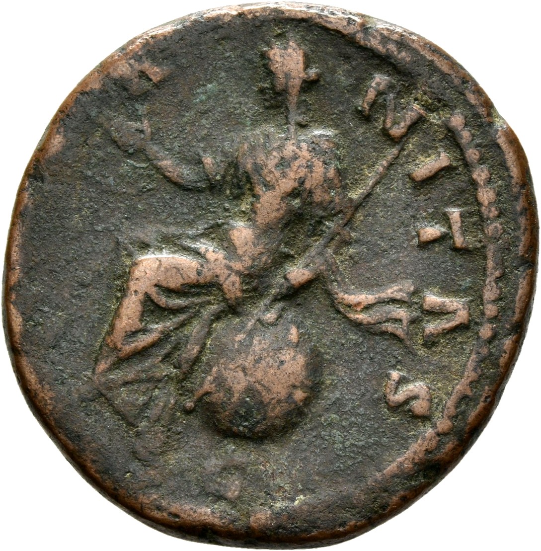 RIC III Antoninus Pius 1159a (as) Antoninus Pius reverse, Aeternitas, veiled, draped, seated, left on starry globe, extend...