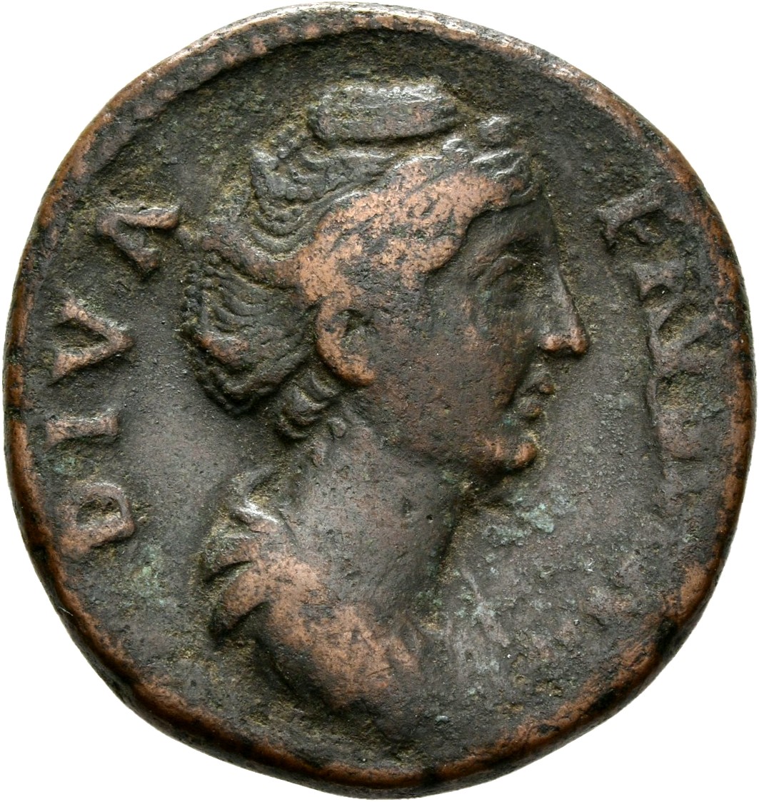 RIC III Antoninus Pius 1159a (as) Antoninus Pius obverse, Bust of Faustina the Elder, draped, right, hair elaborately wave...