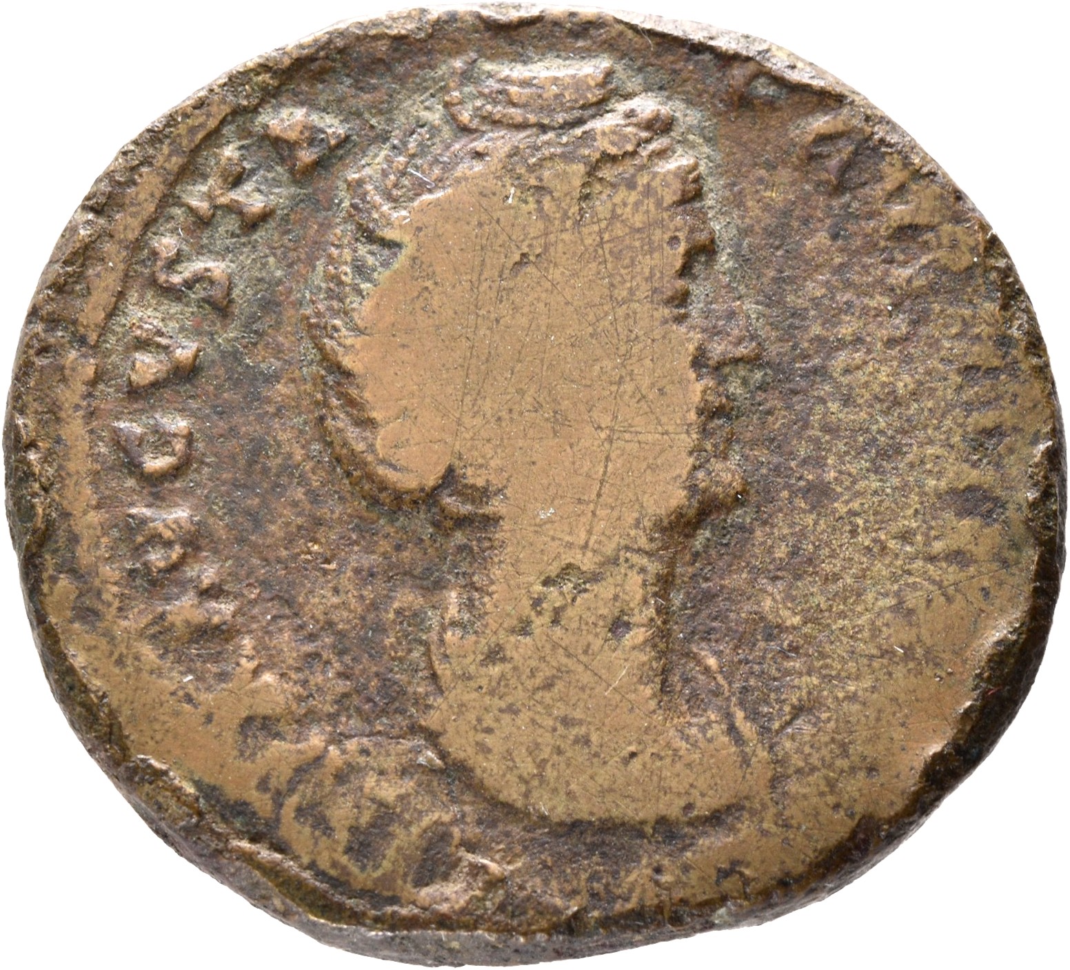 RIC III Antoninus Pius 1163Aa (dupondius) Antoninus Pius obverse, Bust of Faustina the Elder, draped, right, hair elaborat...