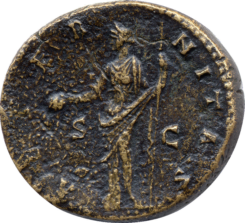 RIC III Antoninus Pius 1163Aa (dupondius) Antoninus Pius reverse, Providentia, draped, standing left, holding globe on ext...