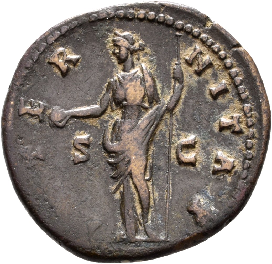 RIC III Antoninus Pius 1163Aa (dupondius) Antoninus Pius reverse, Providentia, draped, standing left, holding globe on ext...