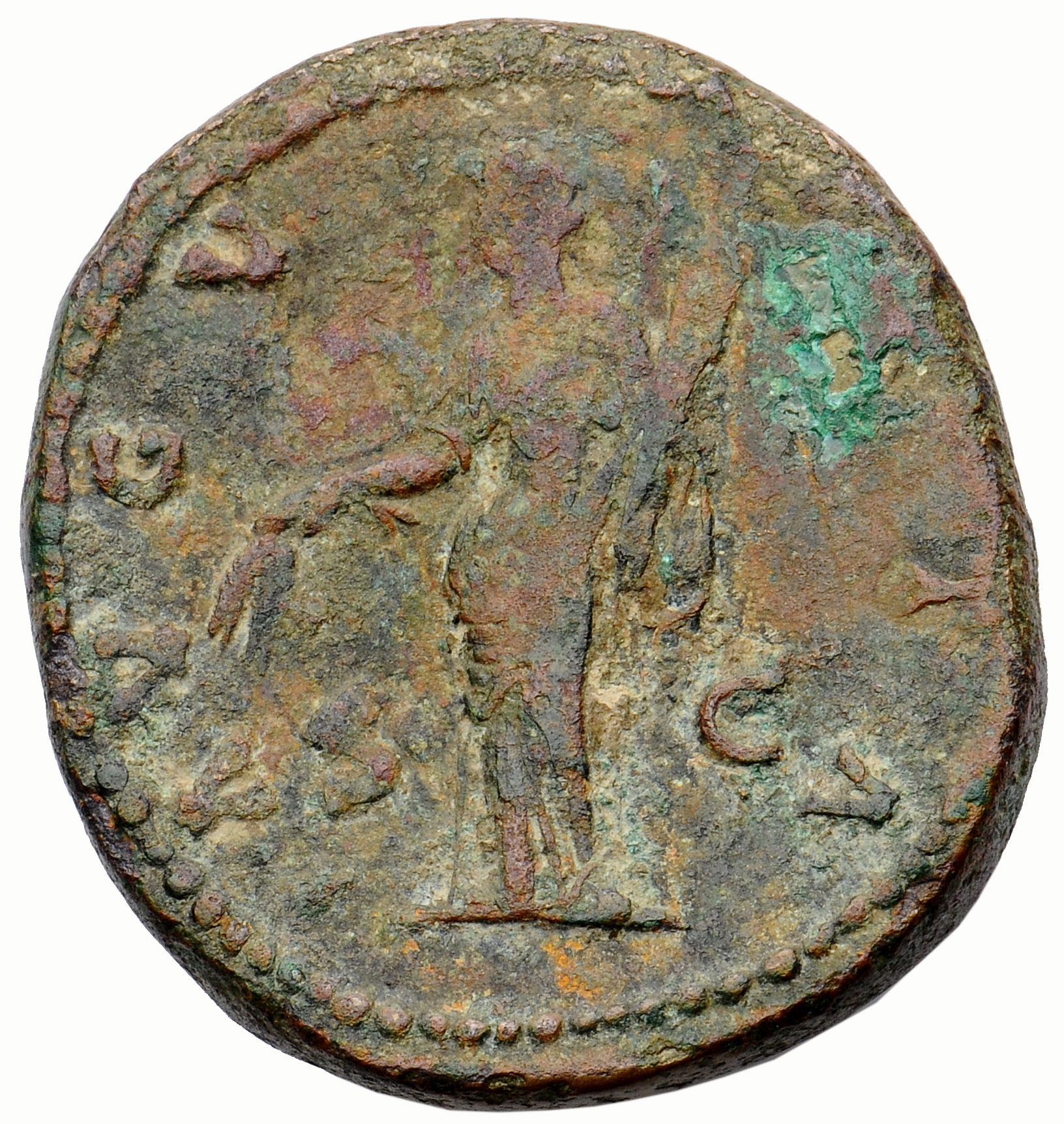 RIC III Antoninus Pius 1169a (as) Antoninus Pius reverse, Ceres, veiled, draped, standing left, holding two corn-ears down...