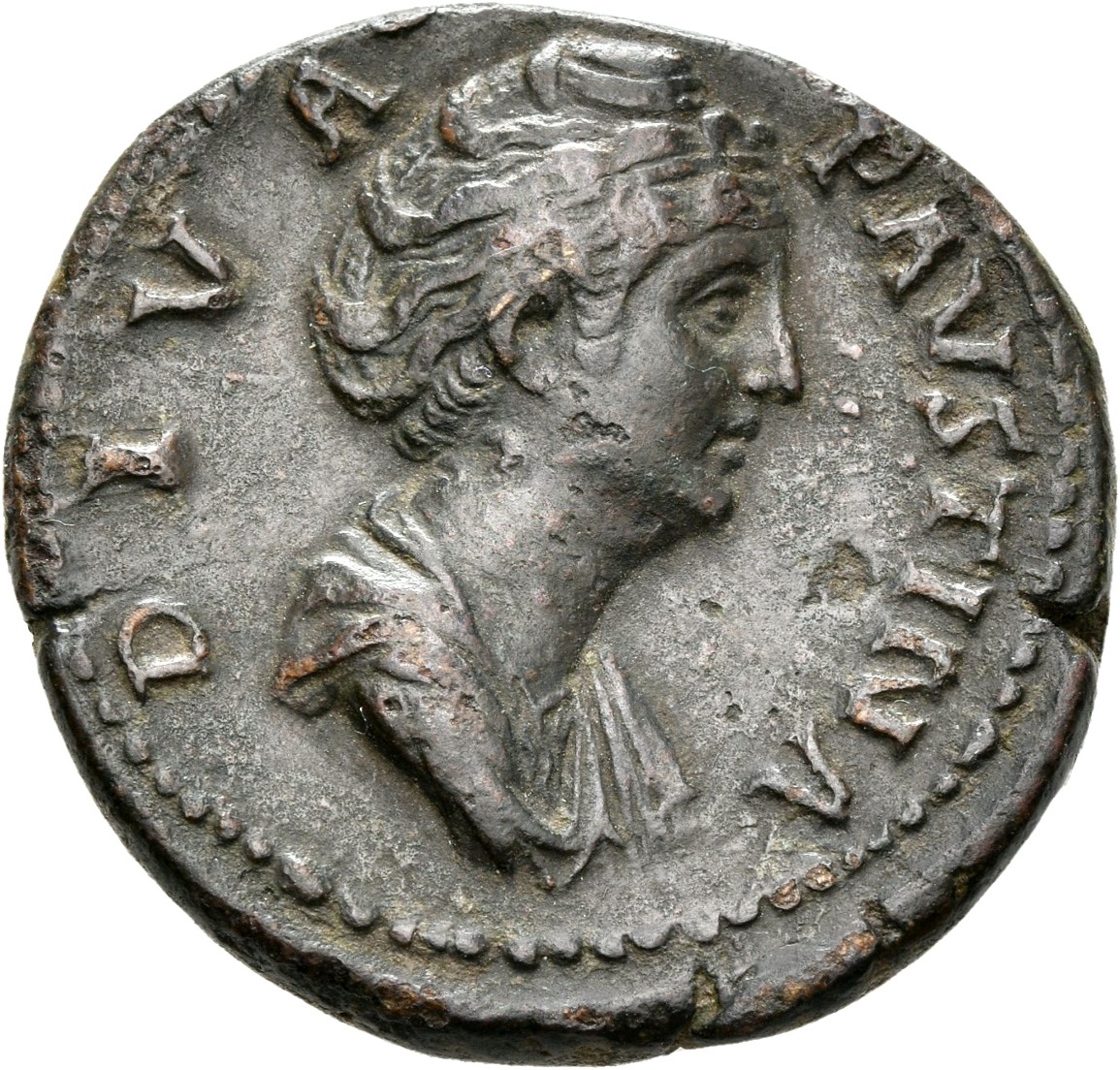 RIC III Antoninus Pius 1169a (dupondius) Antoninus Pius obverse, Bust of Faustina the Elder, draped, right, hair elaborate...